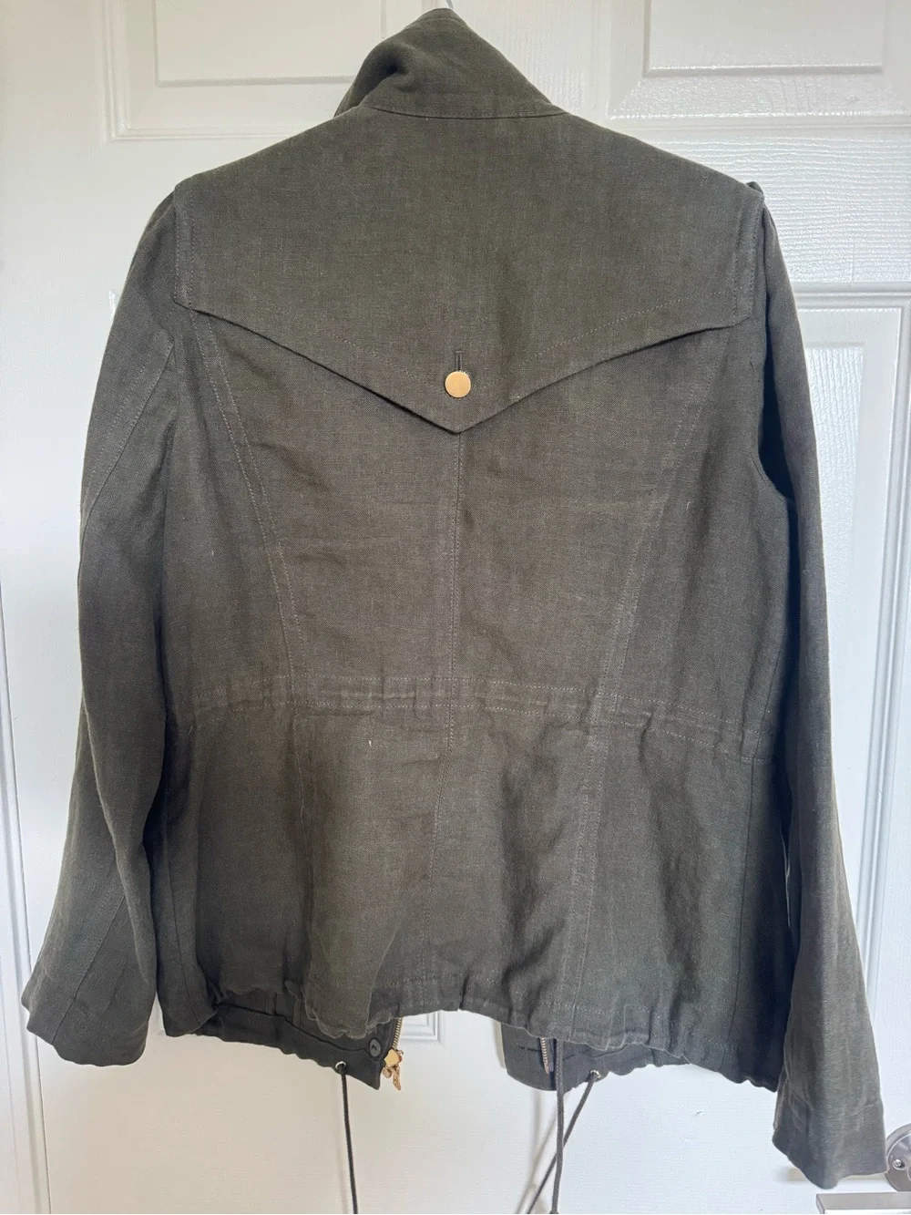 Tory Burch Linen Olive Green Military Field Jacket